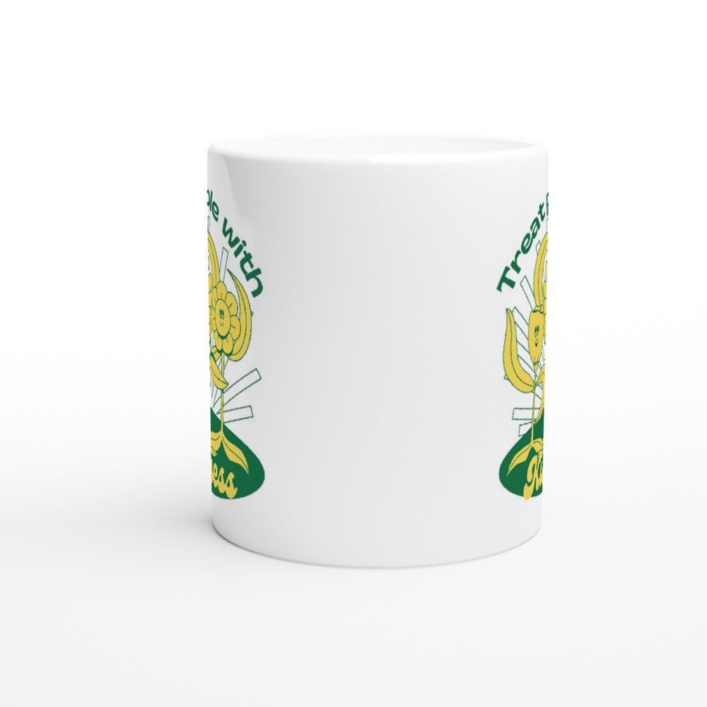 Treat People With Kindness - White 11oz Ceramic Mug White 11oz Mug funny Globally Fulfilled positivity retro