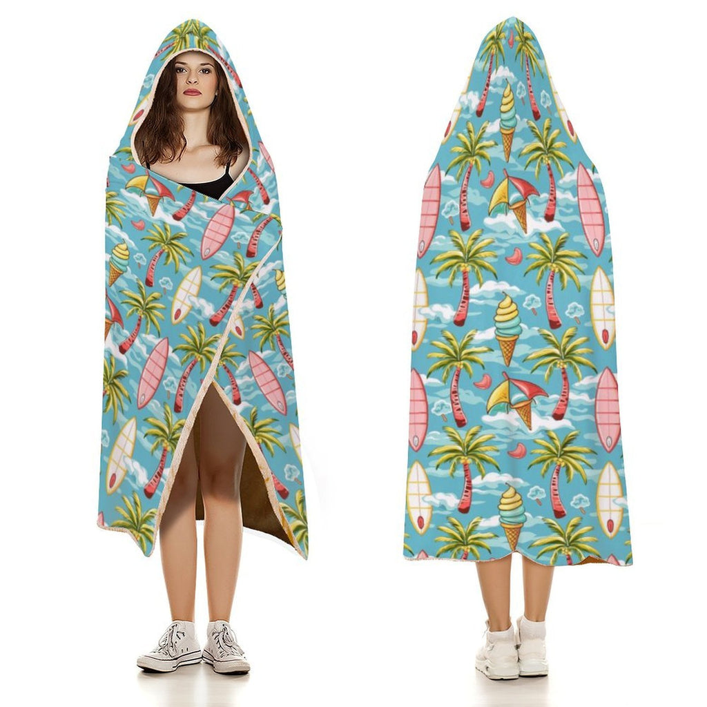 Summer Surf Kids Hooded Blanket 100cm x 130cm