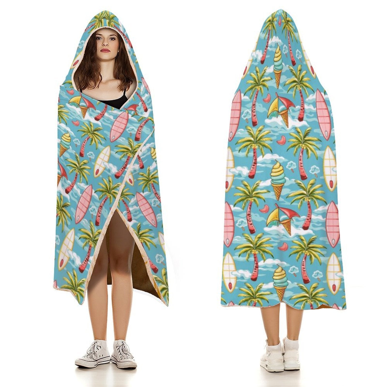 Summer Surf Kids Hooded Blanket 100cm x 130cm