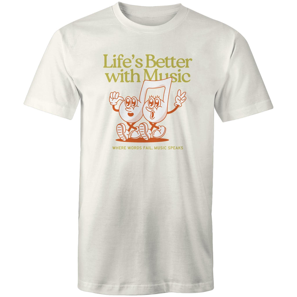 Life's Better With Music - Mens T-Shirt Natural Mens T-shirt Music Printed In Australia