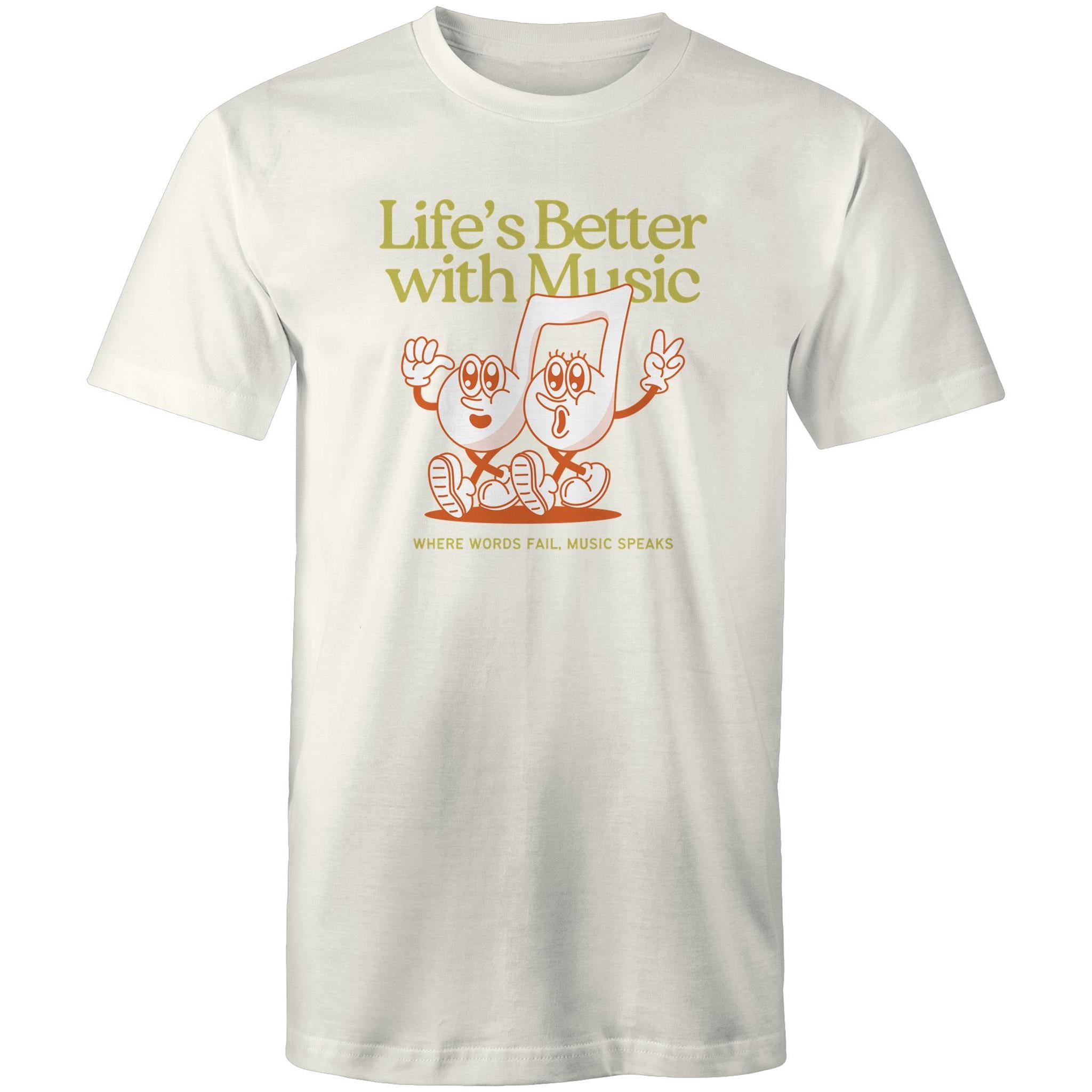 Life's Better With Music - Mens T-Shirt Natural Mens T-shirt Music Printed In Australia