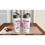 Personalised - Best Mum, Cute Elephants - White 15oz Stainless Steel Travel Mug Personalised Travel Mug animal customise Globally Fulfilled Mum personalise