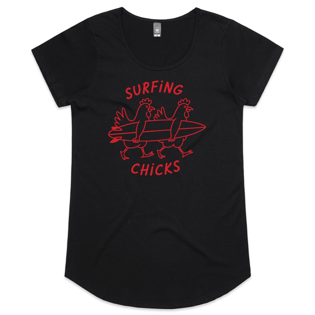 Chickens Surfing Chicks Womens AS Colour Scoop Neck T-Shirt