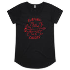 Chickens Surfing Chicks Womens AS Colour Scoop Neck T-Shirt