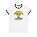 The Plant Life, Vegetarian Women's AS Colour Ringer Tee White Black Womens Ringer T-shirt Plants Printed In Australia