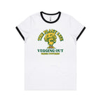 The Plant Life, Vegetarian - Women's Ringer Tee White Black Womens Ringer T-shirt Plants Printed In Australia