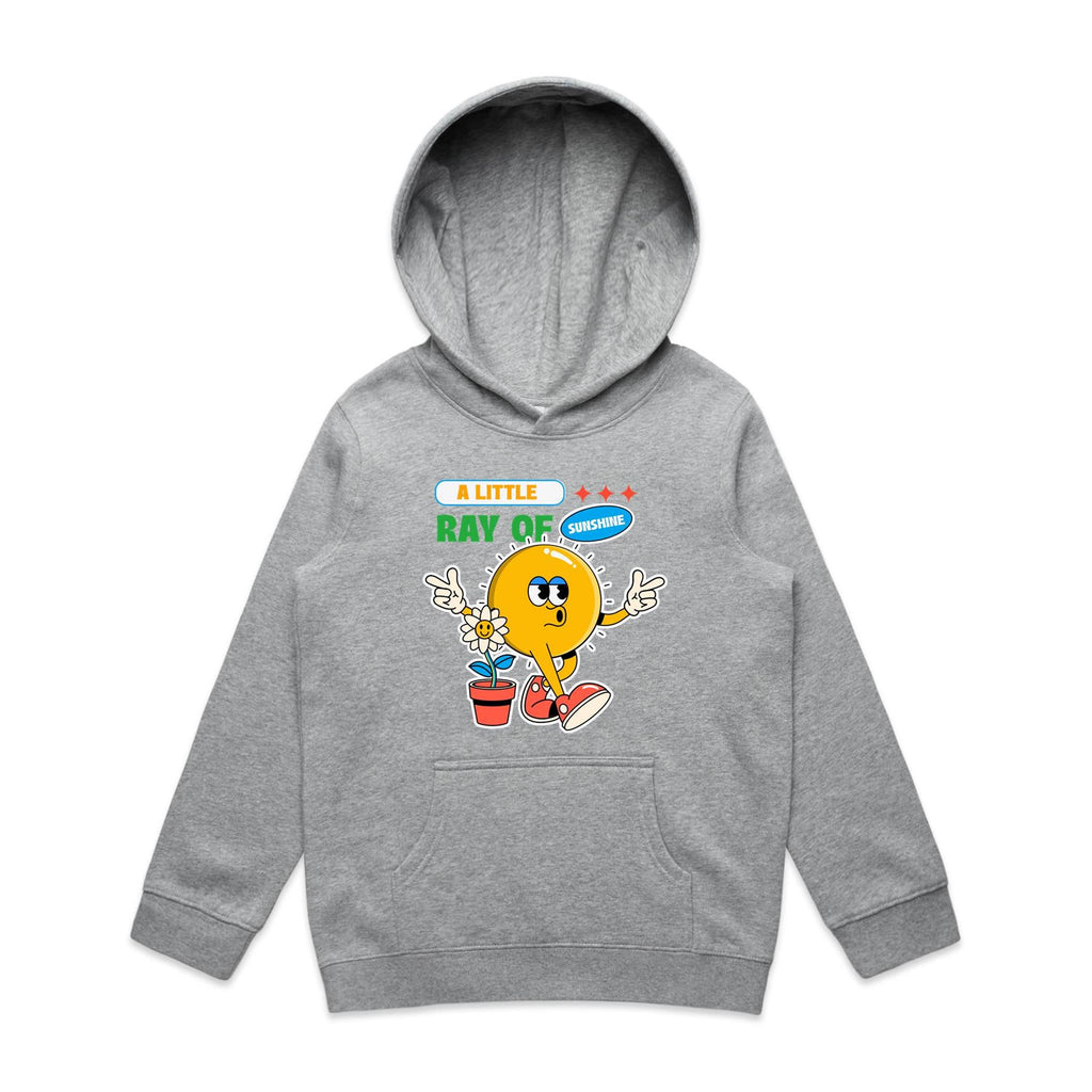 A Little Ray Of Sunshine - Kids Hoodie Grey Marle Kids Hoodie Printed In Australia
