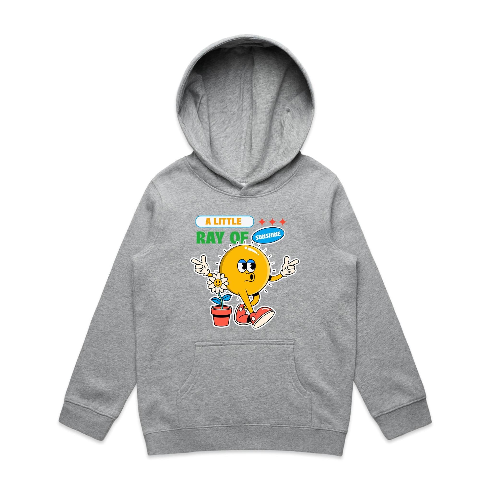 A Little Ray Of Sunshine - Kids Hoodie Grey Marle Kids Hoodie Printed In Australia
