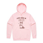 Coffee Makes Me Nicer, Raccoon - Mens Hoodie Pink Mens Hoodie animal Coffee Printed In Australia