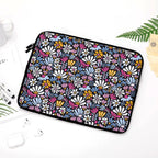 Graphic Flowers On Black Laptop Sleeve (Multiple Sizes) Laptop Sleeve Plants Printed Offshore