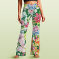 Bright Floral High Waist Crossover Tummy Control Flare Leggings 5XL High Waist Flare Leggings Plants Printed Offshore