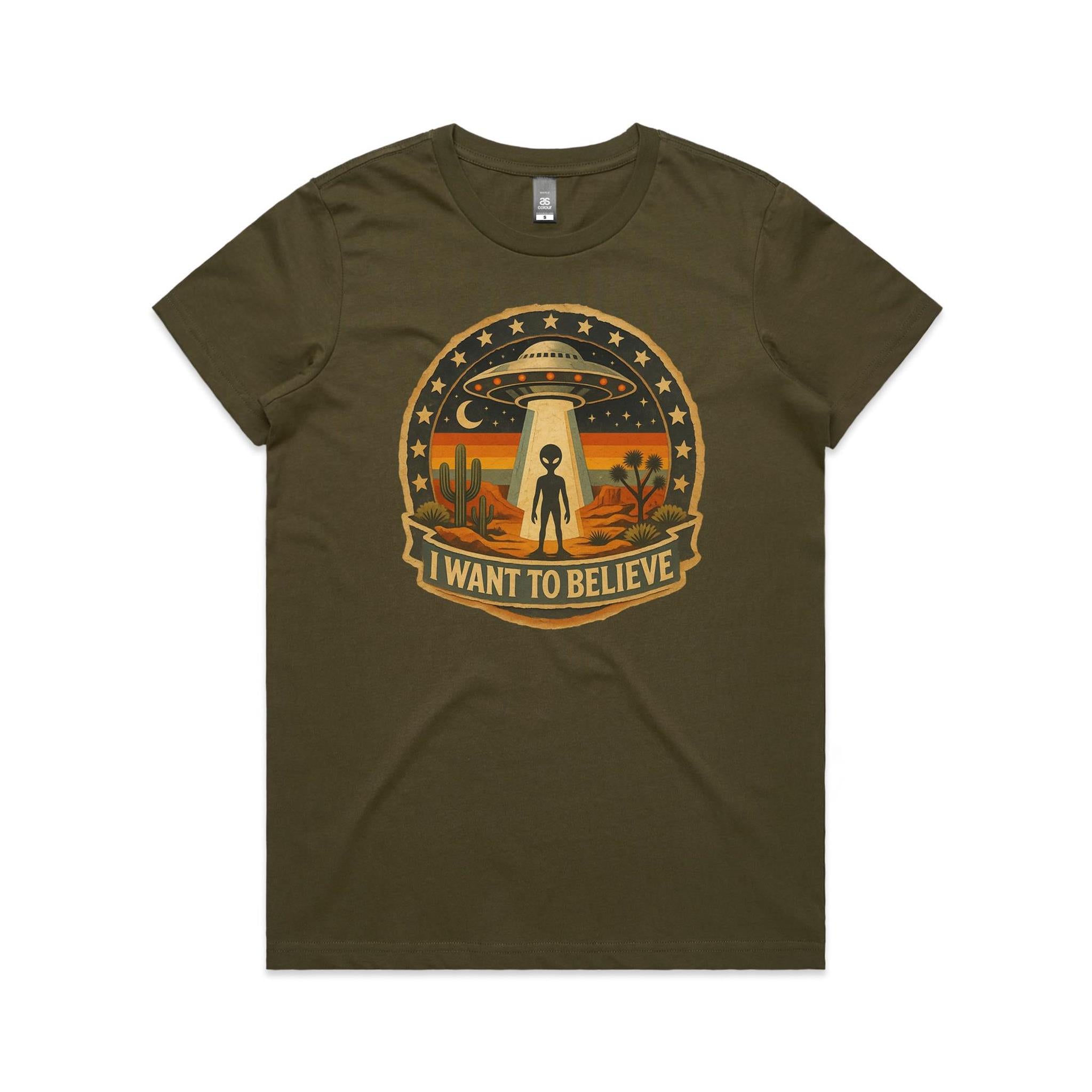 I Want To Believe Vintage UFO Women's AS Colour T-shirt