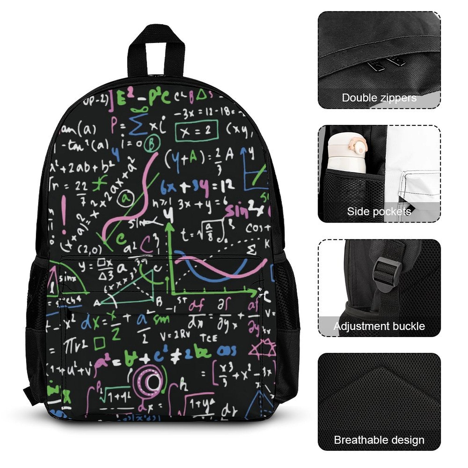 Pink And Green Equations - Three Piece Backpack Set