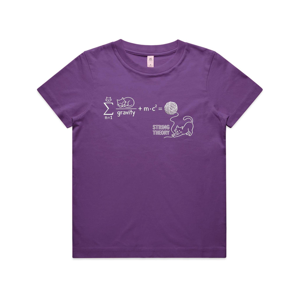 Cat String Theory Physics Kids AS Colour T-shirt