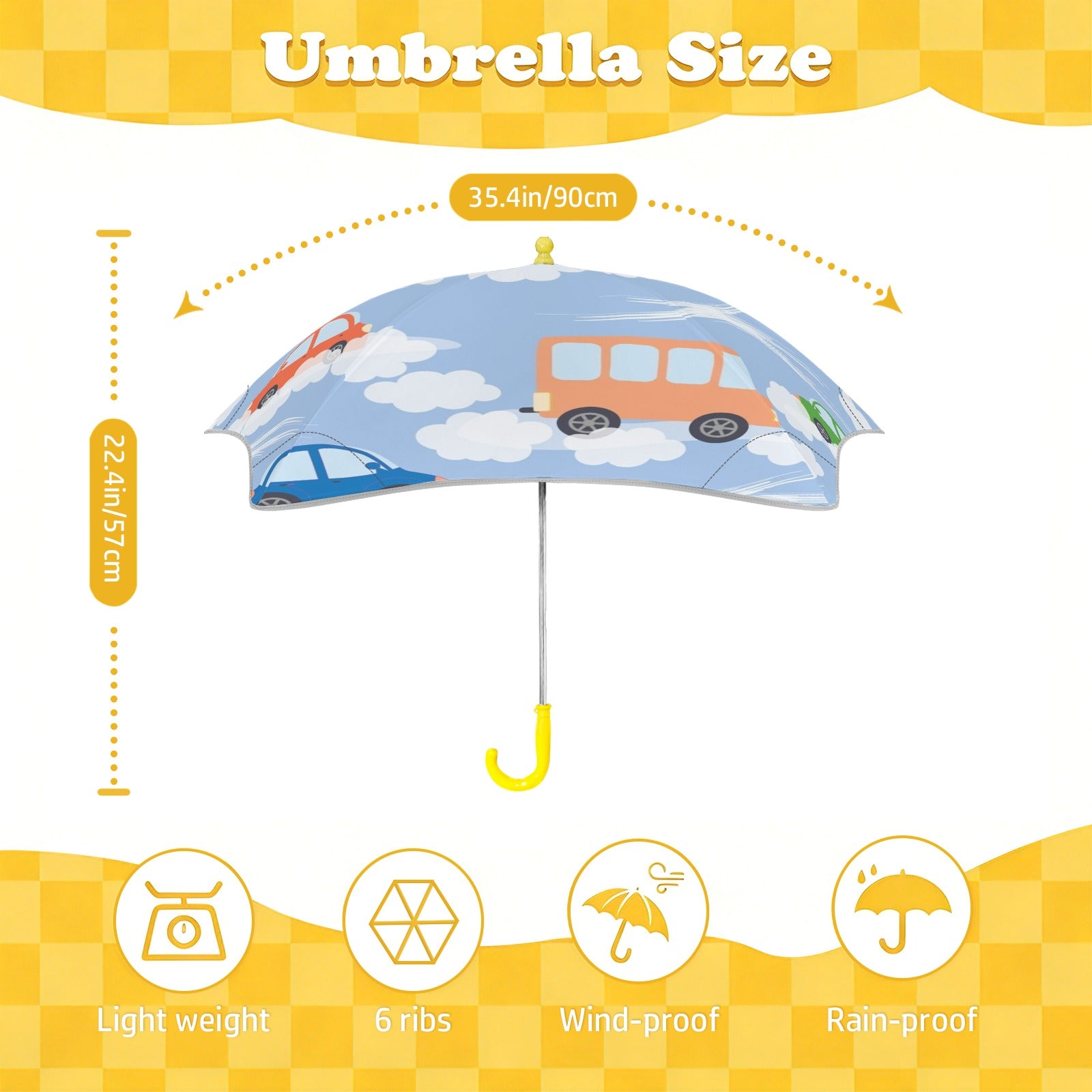 Colourful Cars Kids Safe Round Corner Umbrella