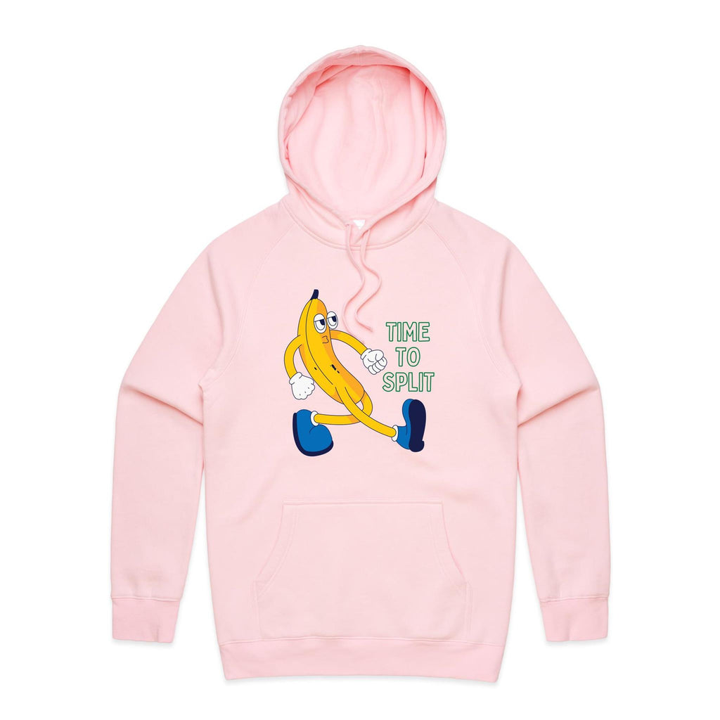 Banana, Time To Split - Mens Hoodie Pink Mens Hoodie Food Printed In Australia
