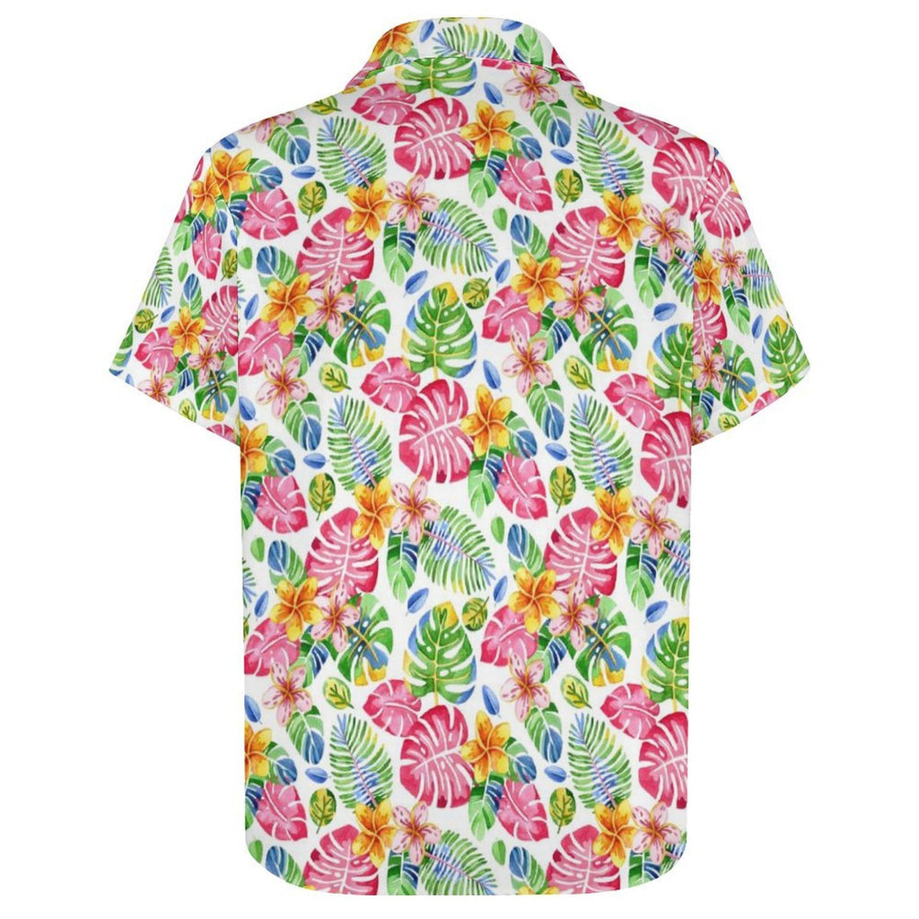 Bright Painted Tropical Women's Short-Sleeve Button Up Shirt