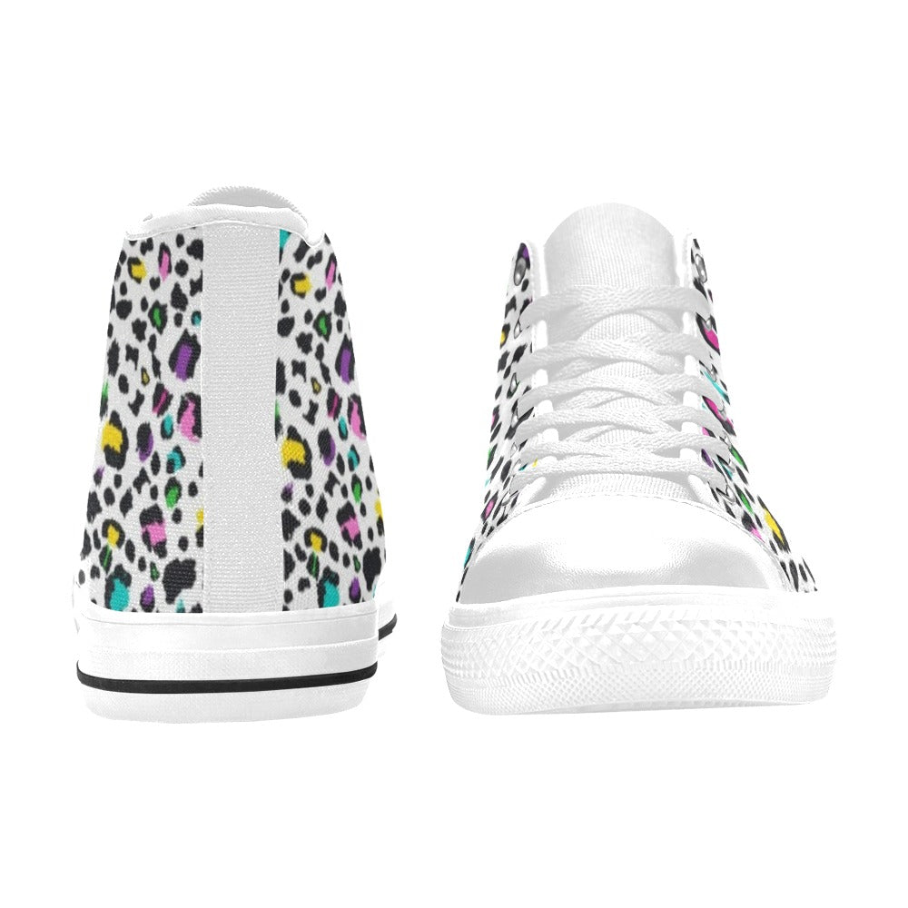 Animal Print In Colour - Men's High Top Canvas Shoes