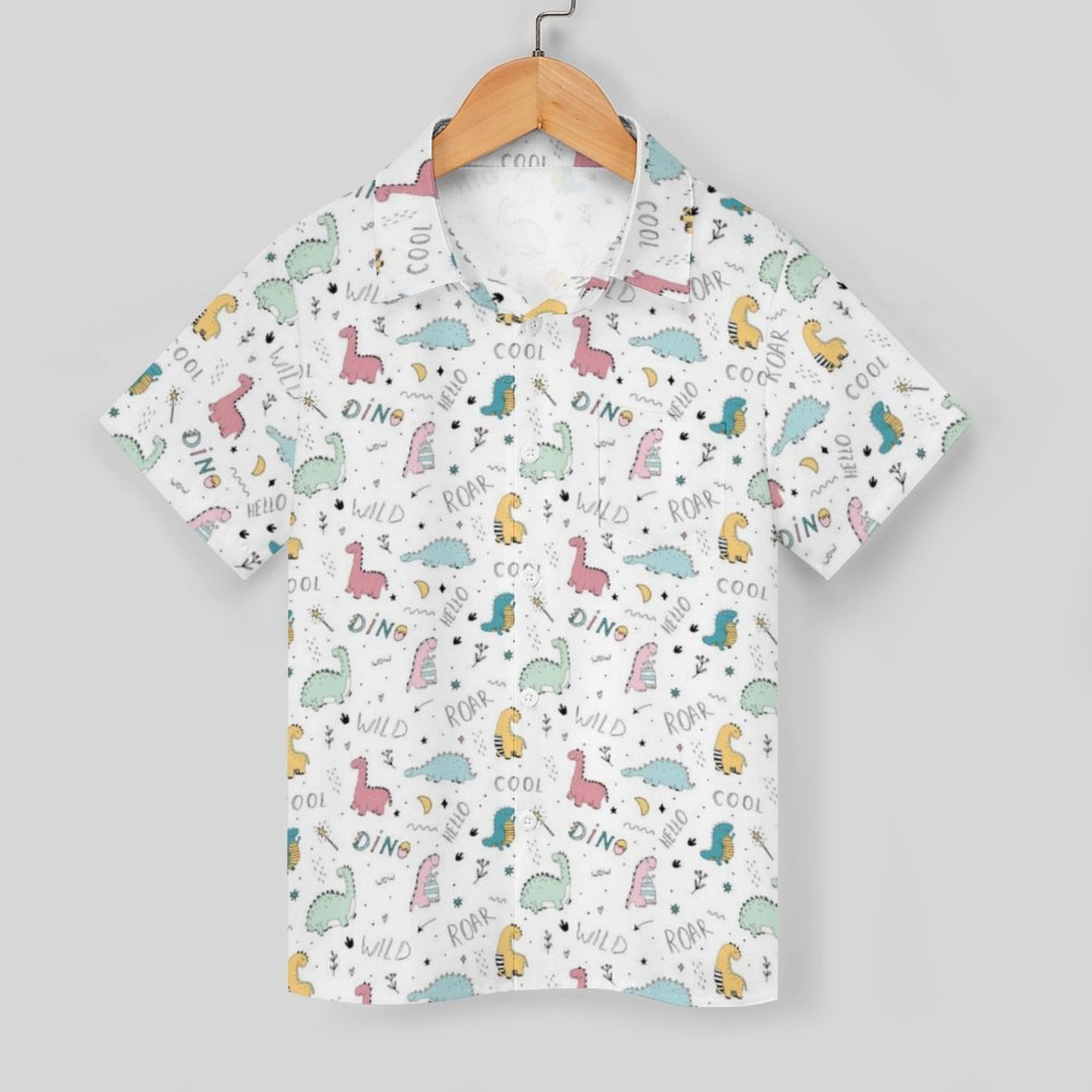 Quirky Dinosaurs Kids Cotton Short Sleeve Shirt