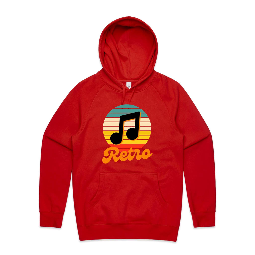 Retro Music - Mens Hoodie Red Mens Hoodie Music Printed In Australia Retro