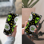 Alien OK - 20oz Mobile Tumbler with Lid (Black Lock) 20oz Travel Mug Printed Offshore Sci Fi