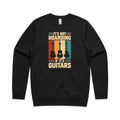 It's Not Hoarding If It's Guitars AS Colour Stencil Crew Sweatshirt Unisex Black Sweatshirt Music Printed In Australia