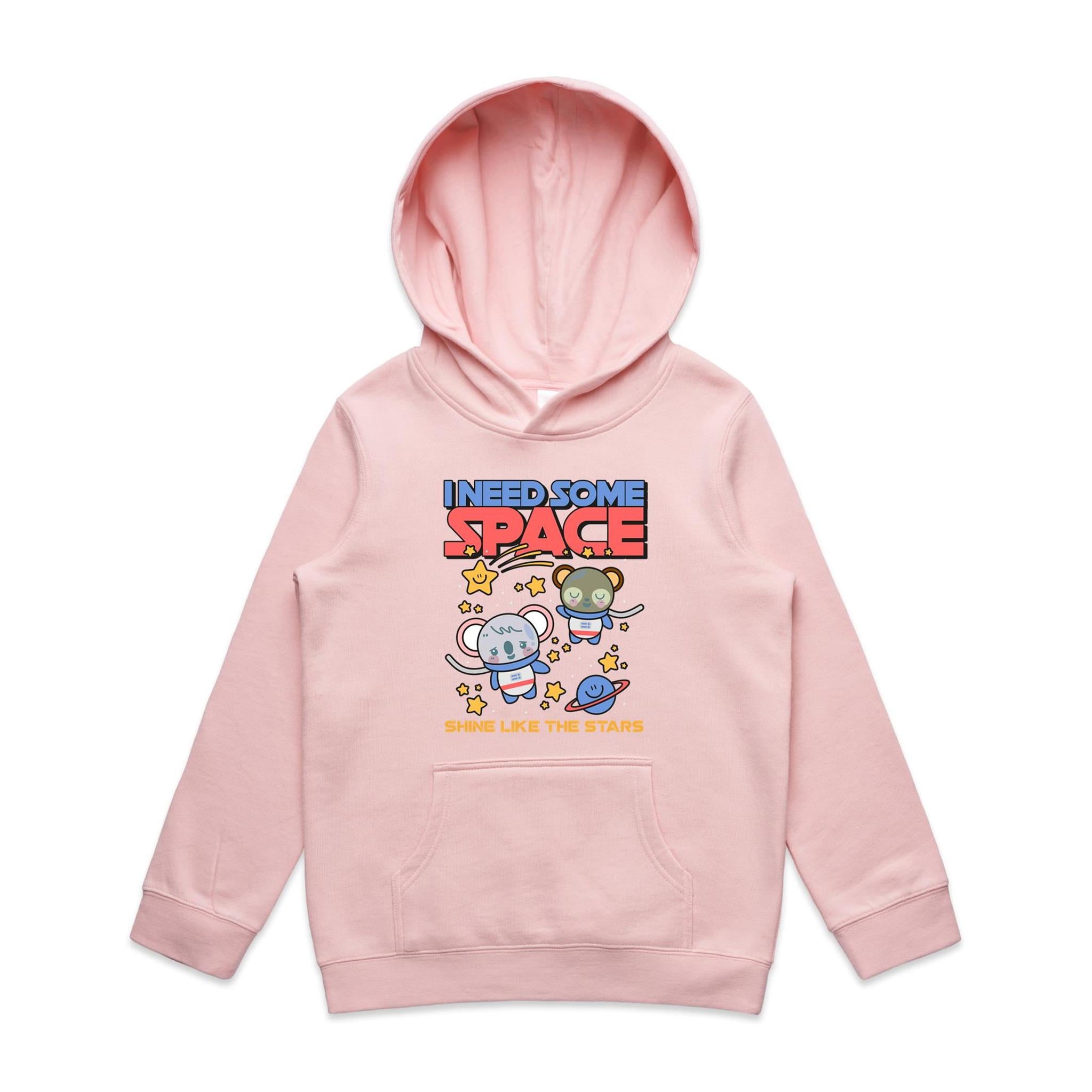 I Need Some Space - Kids Hoodie Pink Kids Hoodie Printed In Australia
