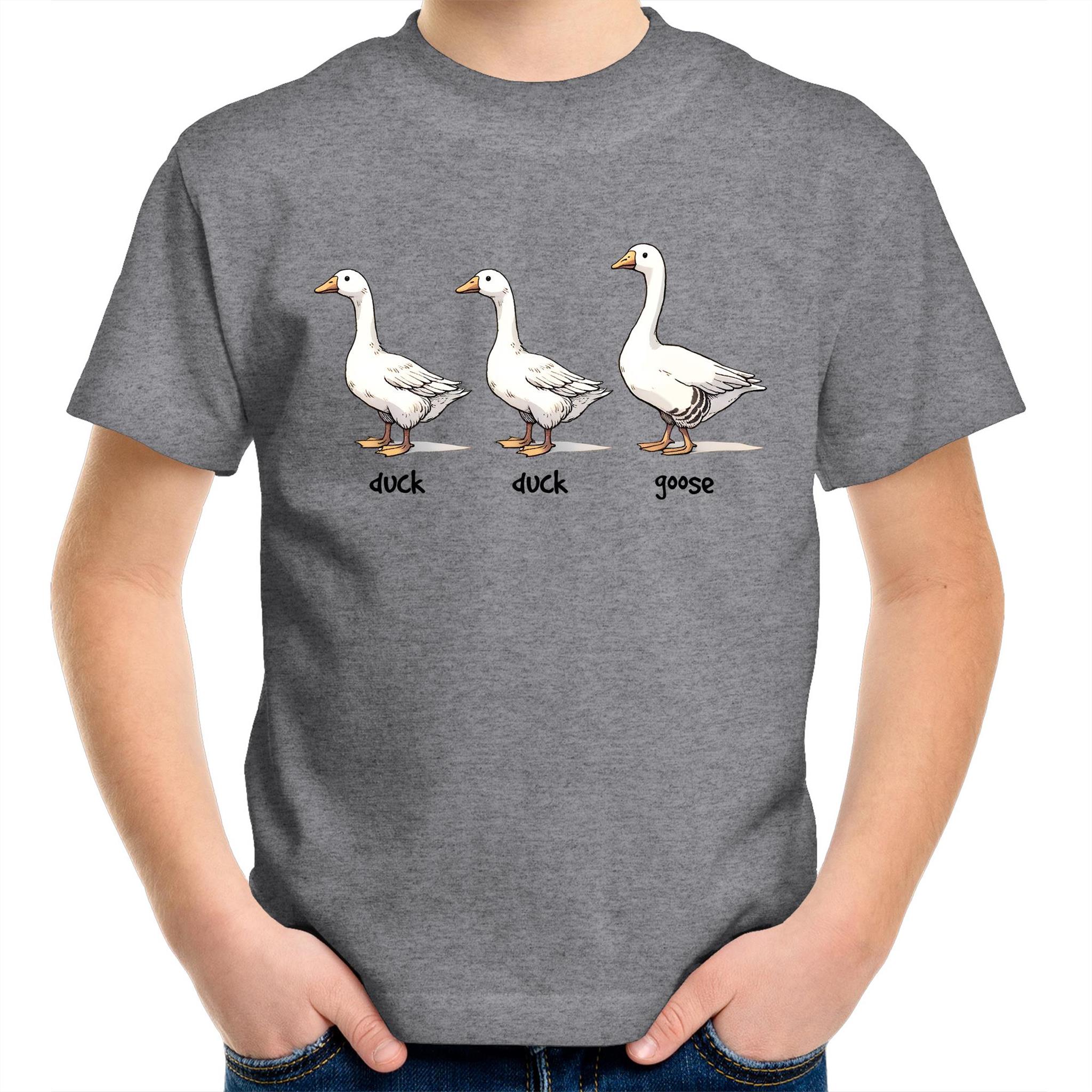 Duck Duck Goose - Kids Youth T-Shirt Grey Marle Kids Youth T-shirt animal Games Printed In Australia