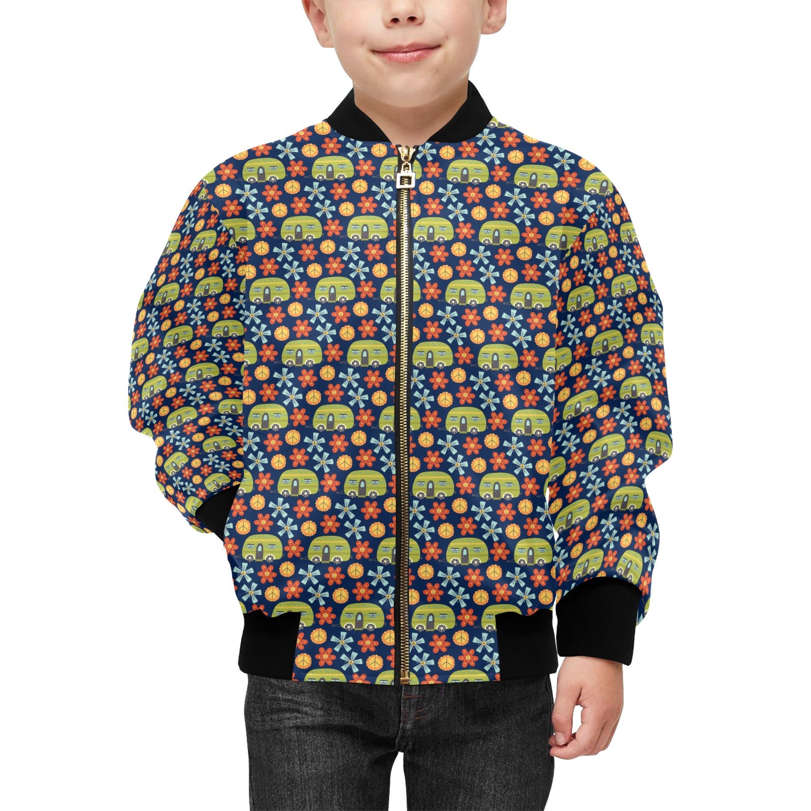 Hippie Caravan Kids Bomber Jacket Kids Bomber Jacket Printed Offshore Retro