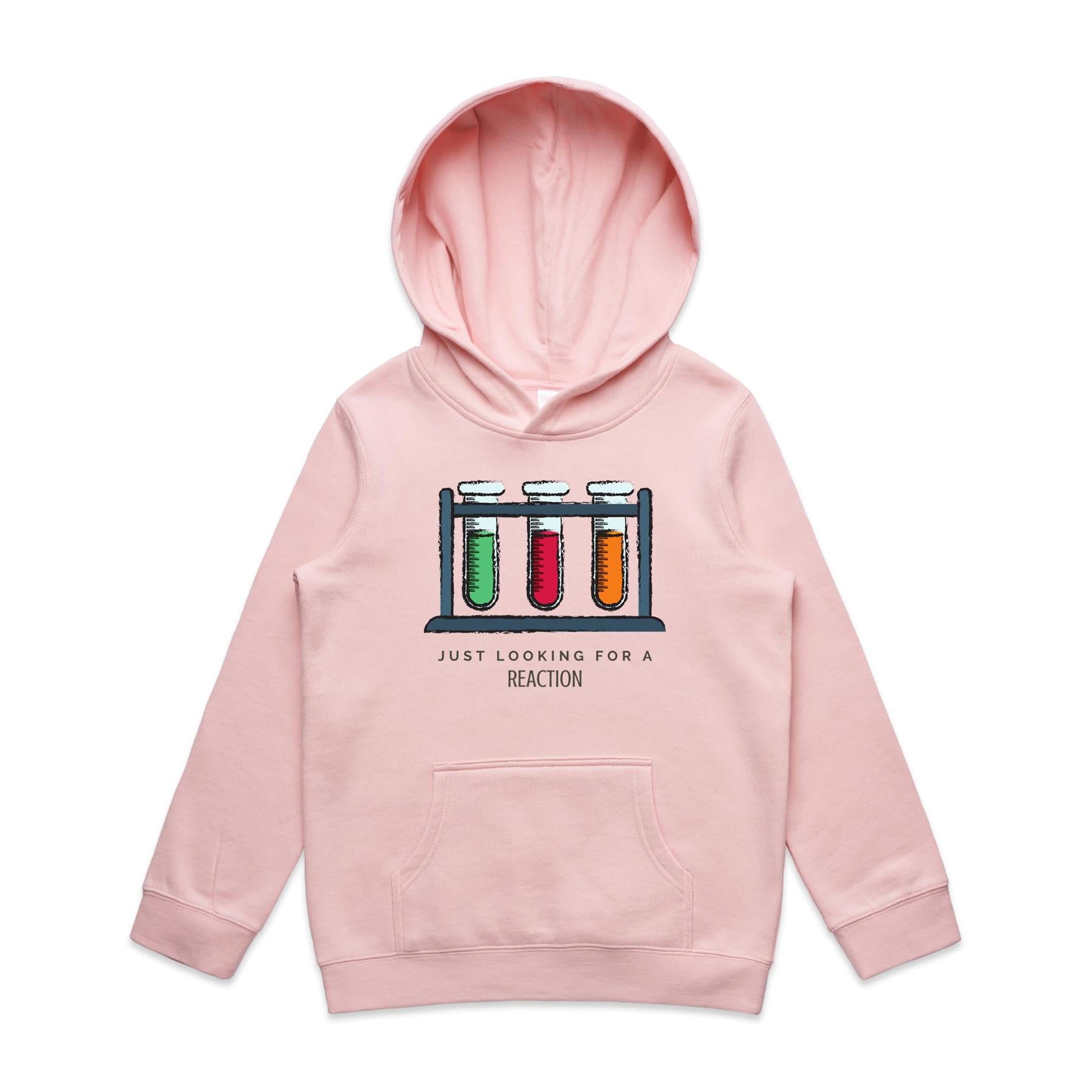 Test Tubes, Just Looking For A Reaction - Kids Hoodie Pink Kids Hoodie Printed In Australia