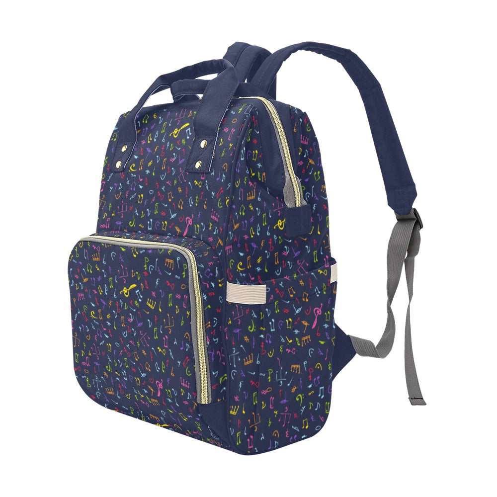 Music Notes - Multi-Function Backpack, Nappy / Diaper Bag