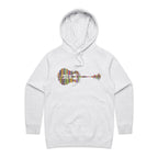 Guitar Reflection In Colour - Womens Hoodie White Marle Womens Hoodie Music Printed In Australia