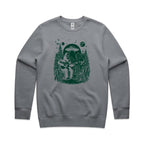 Alien And Bigfoot Playing Guitar - AS Colour Stencil Crew Sweatshirt Gravel Sweatshirt Music Printed In Australia Sci Fi