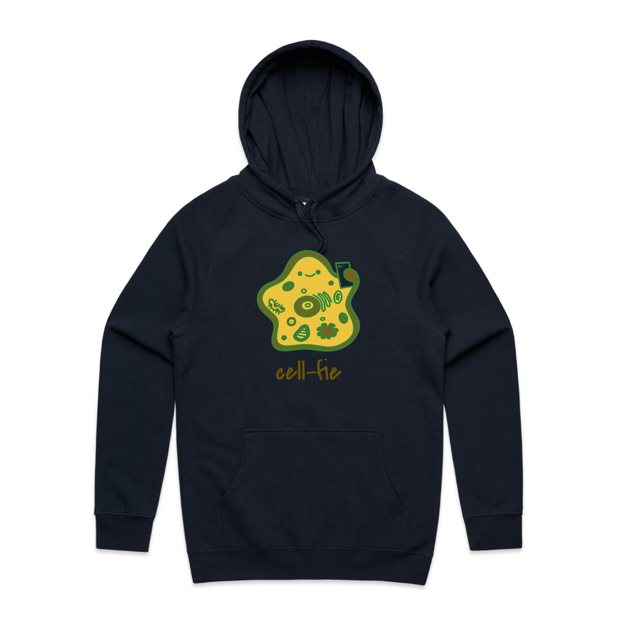 Cell-Fie, Cell Selfie - Mens Hoodie Navy Mens Hoodie Printed In Australia Science