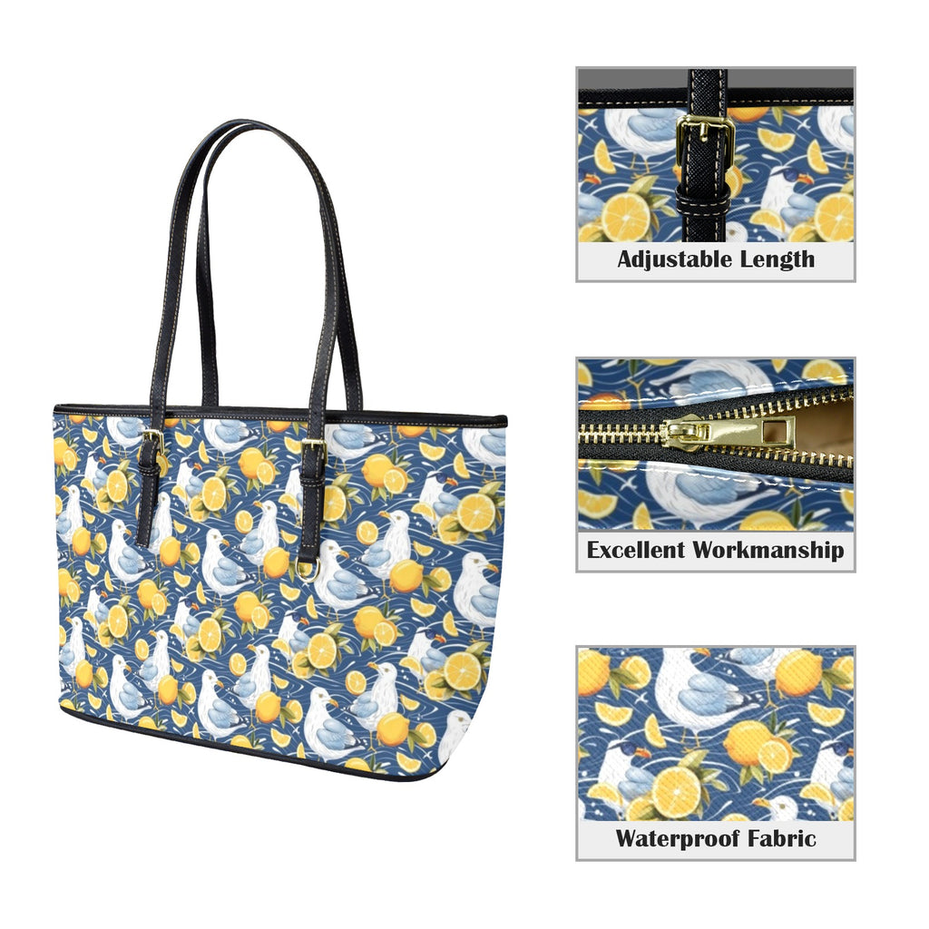 Lemon Seagull PU Leather Tote Bag Large Leather Tote Bag-Large animal Printed Offshore