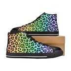 Rainbow Leopard Print Women's High Top Canvas Shoes Womens Classic High Top Shoes Printed Offshore