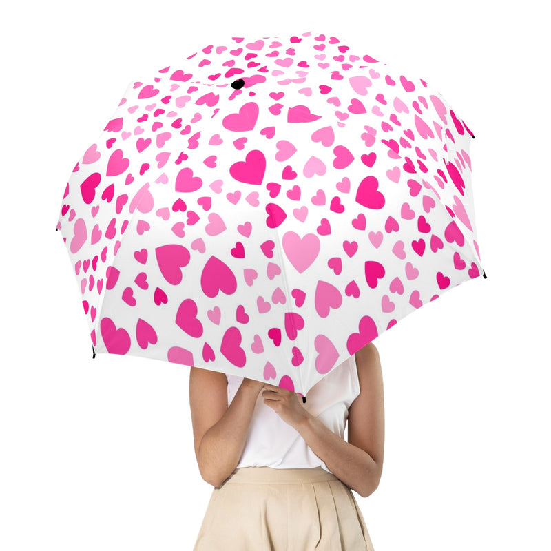 Pink Hearts On White - Umbrella Umbrella Love Printed Offshore