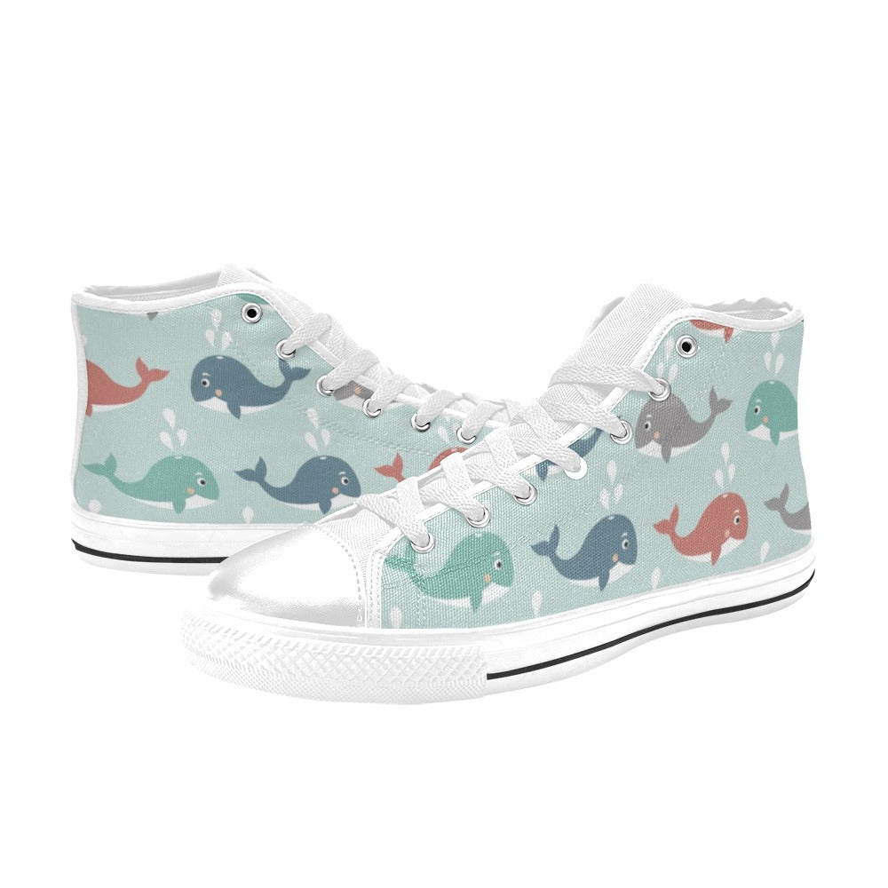 Cute Whales Kids High Top Canvas Shoes