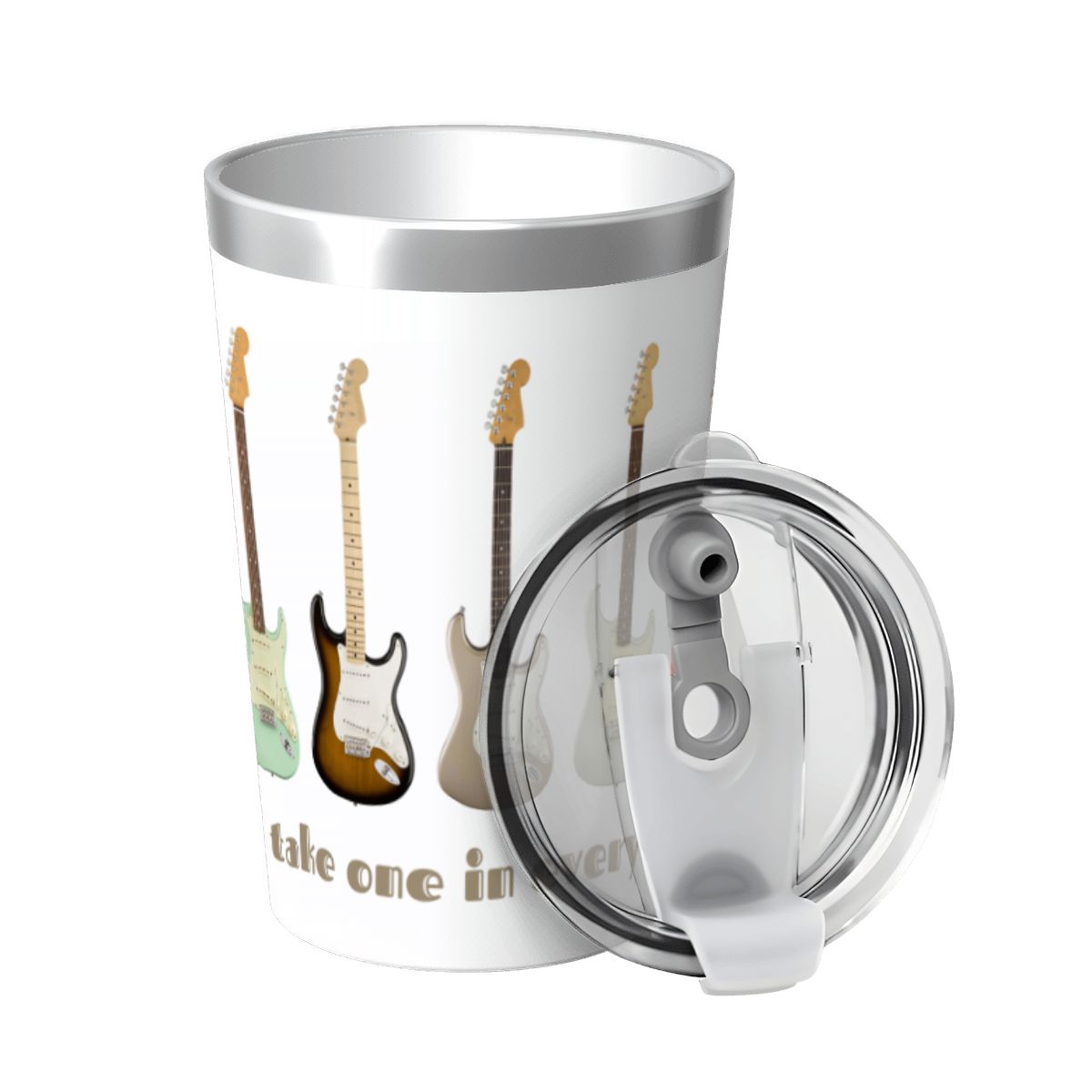 Guitars In Every Colour Small Stainless Steel Travel Mug Cup 12oz/350ml