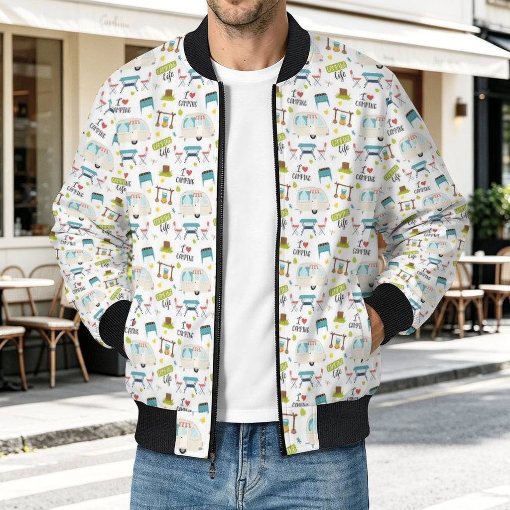 Camping Life Men's Casual Zip‑Up Bomber Jacket