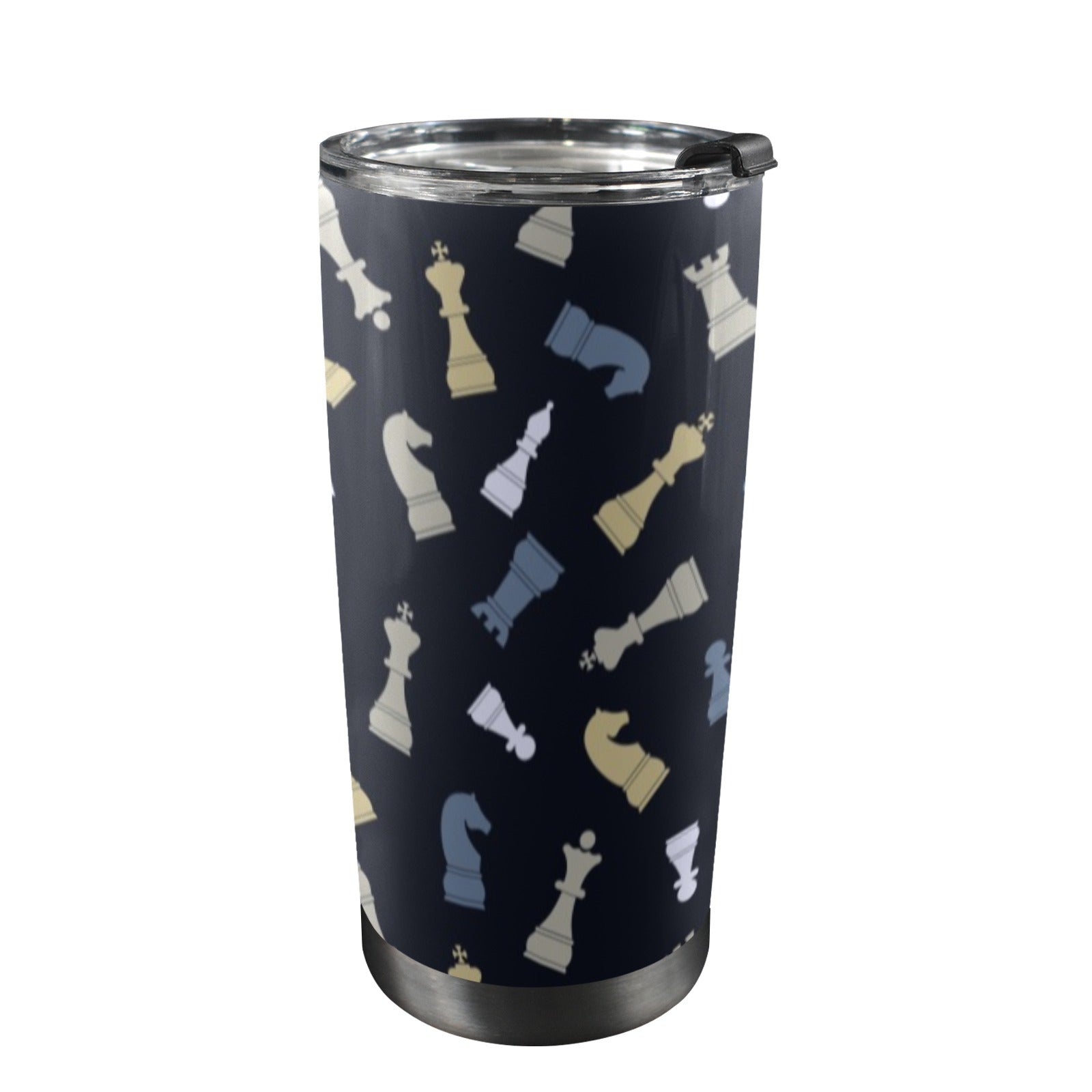 Chess Pattern - 20oz Mobile Tumbler with Lid (Black Lock) One Size 20oz Travel Mug Chess Games Printed Offshore