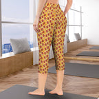 Cola Women's High Waist Pocket Capri Yoga Leggings Women's High Waist Capri Yoga Leggings Food Printed Offshore