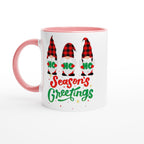 Christmas Gnome, Season's Greetings - White 11oz Ceramic Mug with Colour Inside Ceramic Pink Christmas Colour Mug Christmas Globally Fulfilled