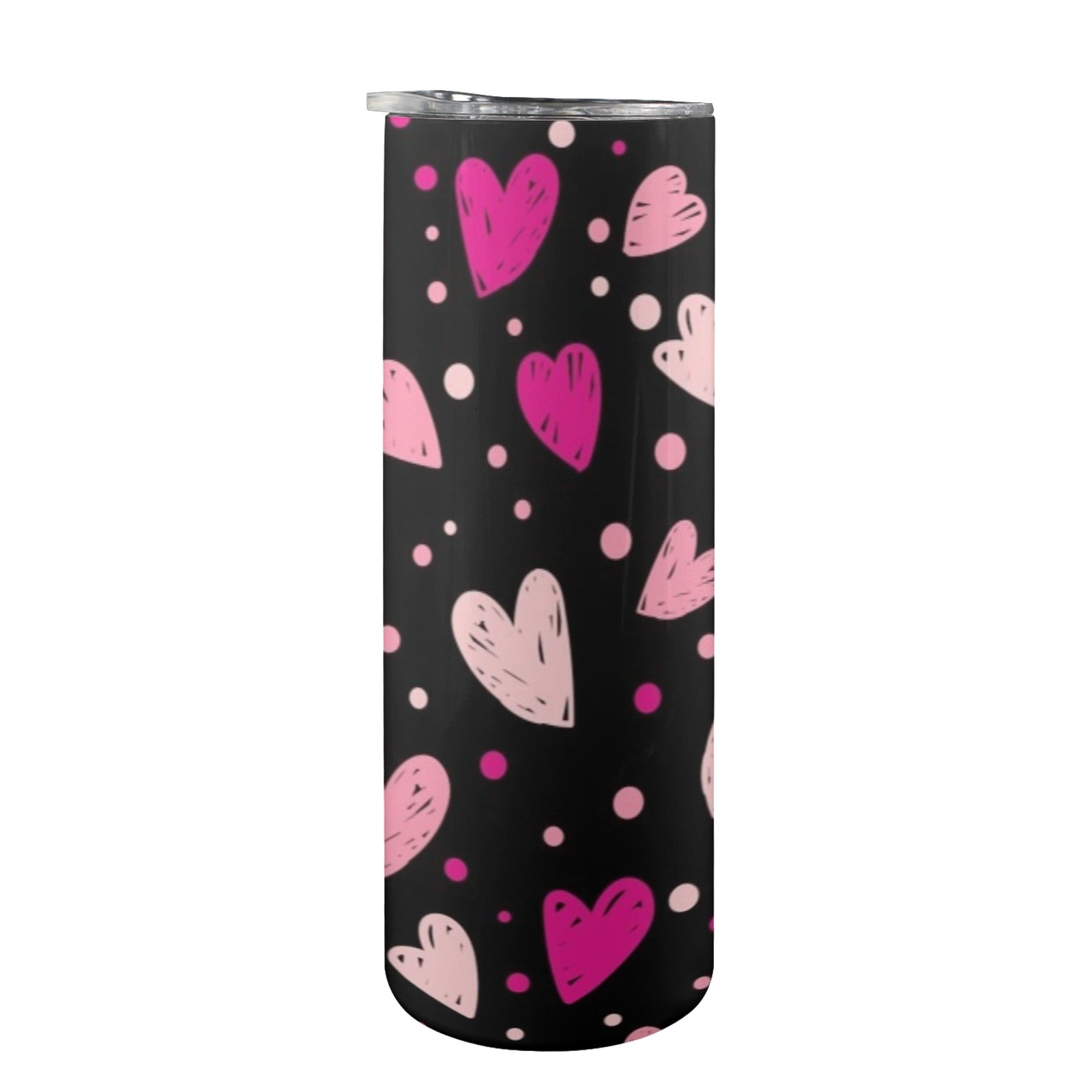 Pink Hearts - 20oz Tall Skinny Tumbler with Lid and Straw