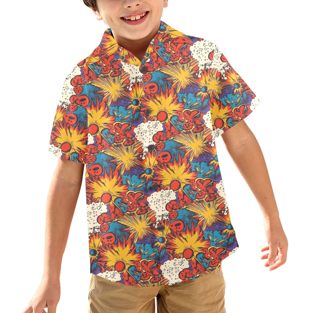 Comic Book Explosions Junior Kids Hawaiian Shirt