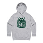 Alien And Bigfoot Play Guitar - Womens Hoodie Grey Marle Womens Hoodie Music Printed In Australia Sci Fi