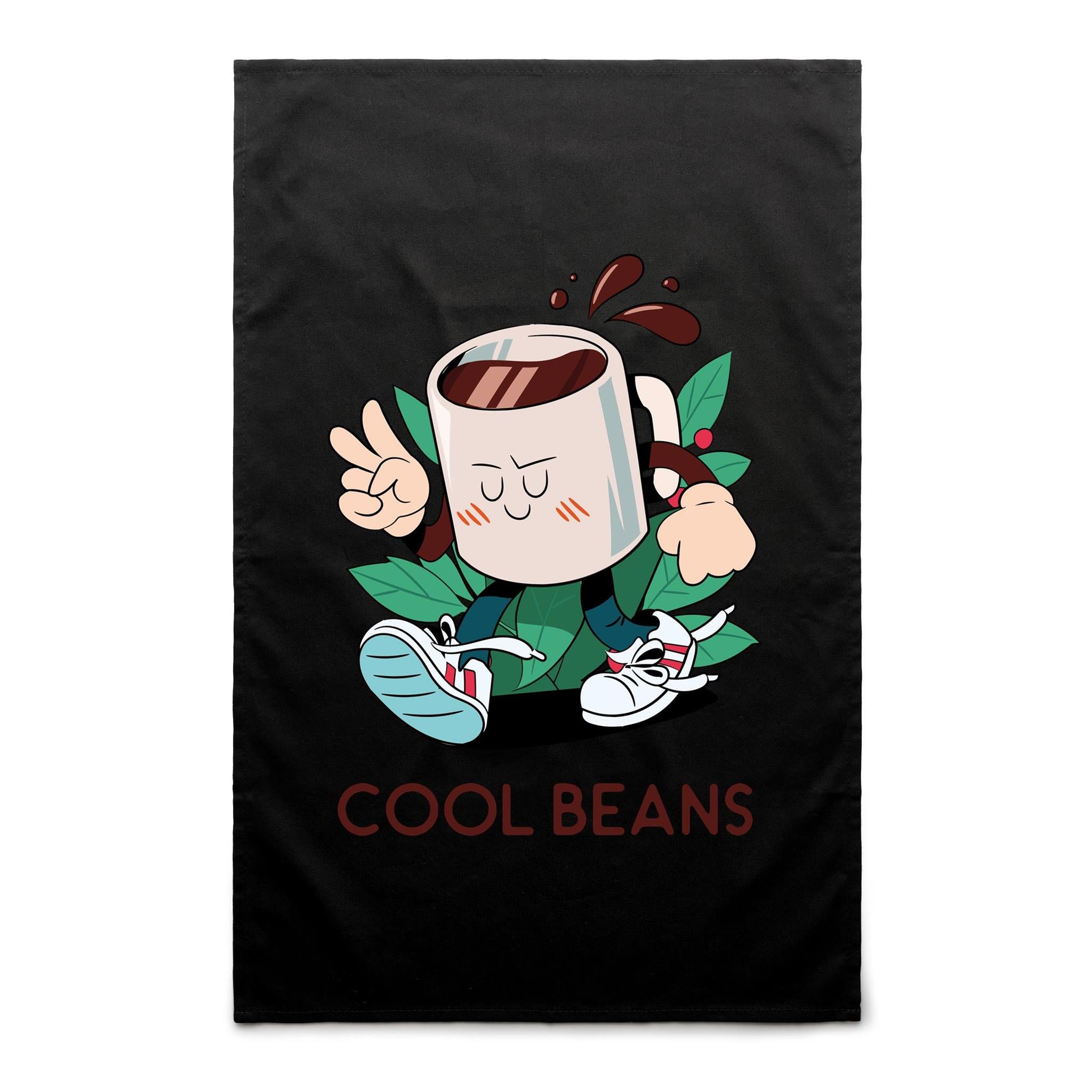Cool Beans, Coffee - AS Colour Tea Towel Black One Size Tea Towel Coffee Printed In Australia