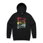 Retro Guitars - Mens Hoodie Black Mens Hoodie Music Printed In Australia