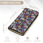 Graphic Flowers On Black - PU Leather Wallet