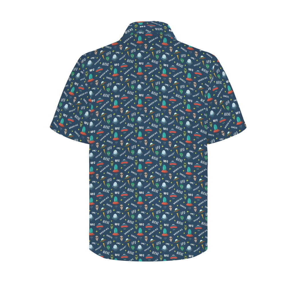 UFO's And Aliens Men's Short Sleeve Hawaiian Shirt Men's Hawaiian Shirt (New) Printed Offshore Sci Fi